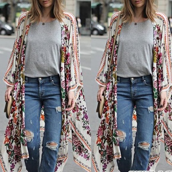 Floral Print Shawl Kimono Cardigan or Cover up - Picture 5 of 5